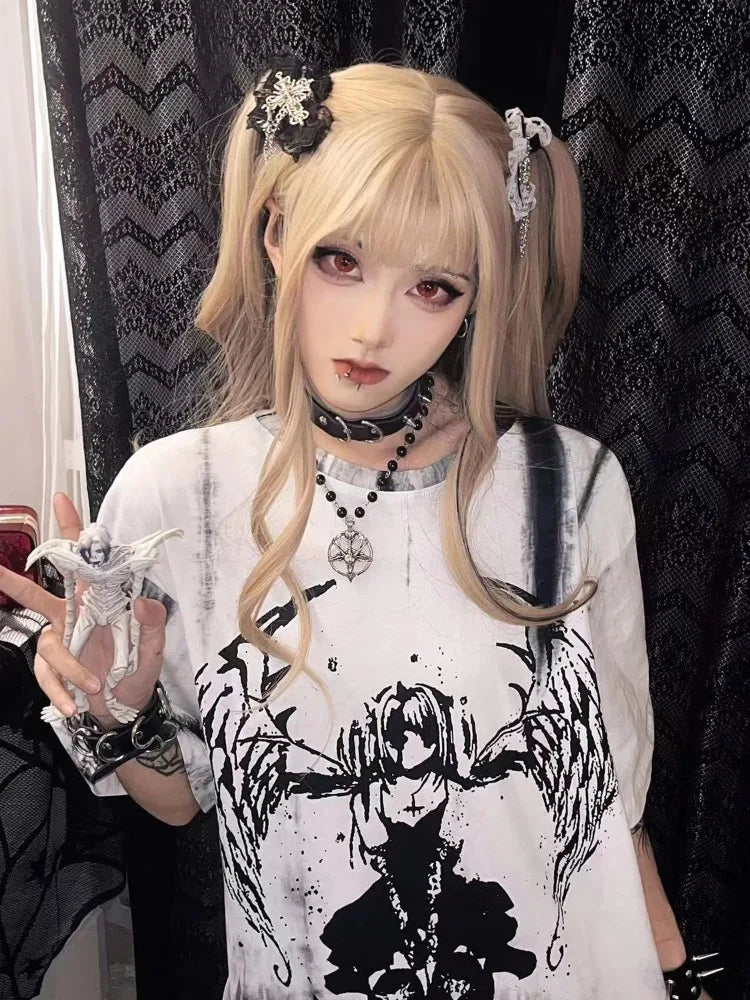 Women Grunge Vintage Streetwear T Shirts Japanese Gothic Fashion