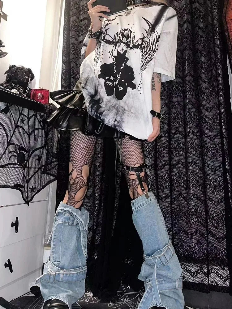 Women Grunge Vintage Streetwear T Shirts Japanese Gothic Fashion