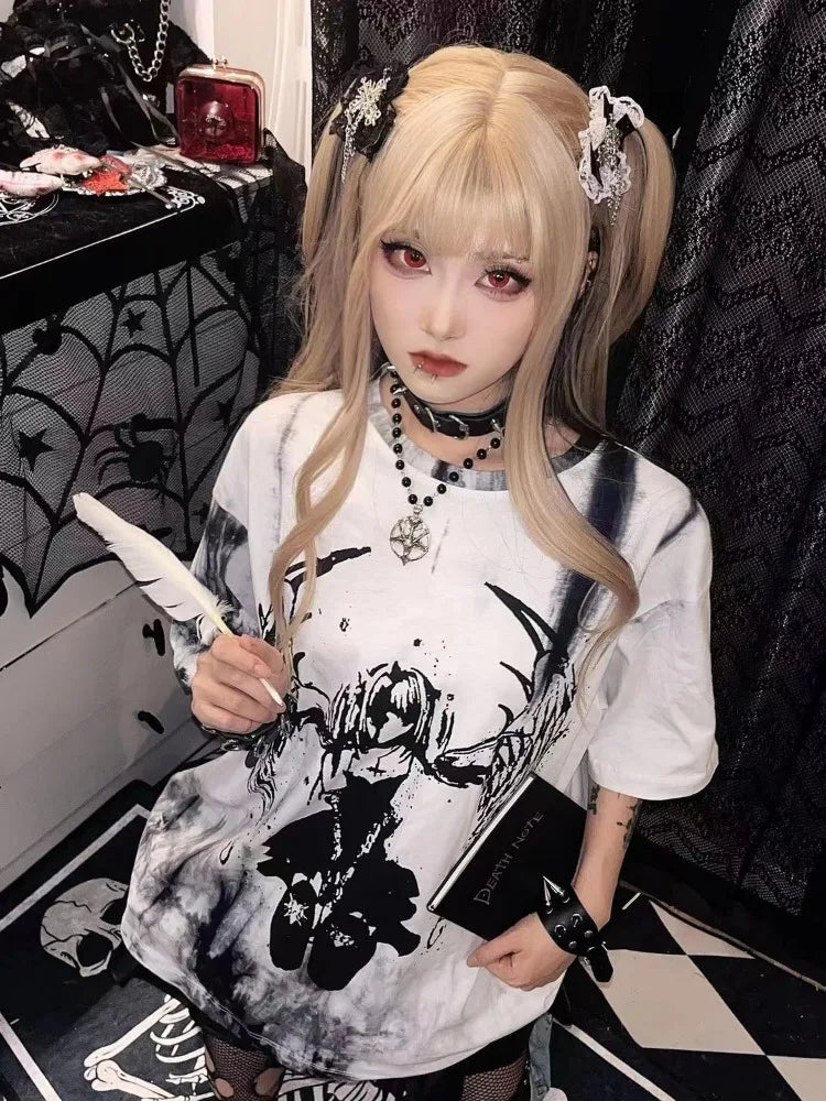 Women Grunge Vintage Streetwear T Shirts Japanese Gothic Fashion