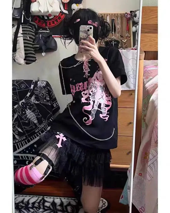 Girls Printed Sweet T-Shirts Blouse Two Peice Sleeve and Tops