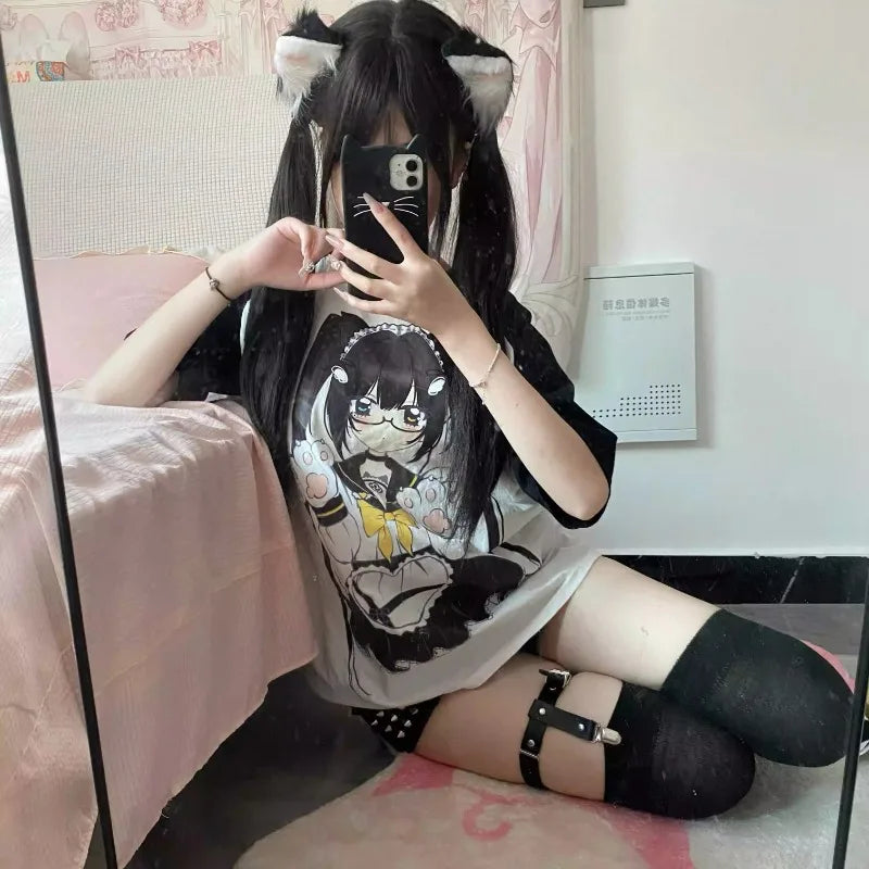 Cute Anime Maid Short Sleeve LooseT Shirt