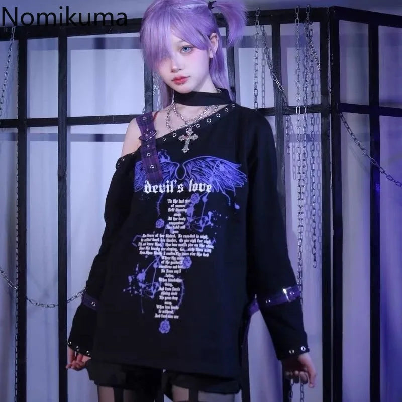 Women Streetwear Harajuku Off Shoulder T-shits / Top