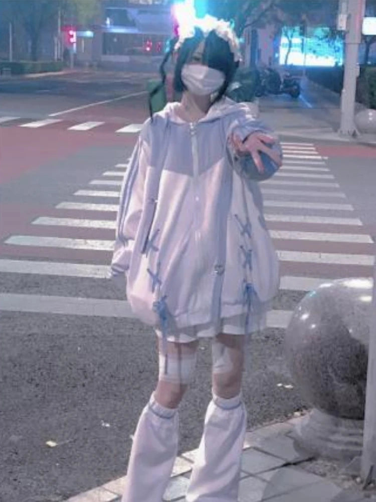 Harajuku Kawaii Pullover Fairycore Bandage Sweatshirt Hoodies