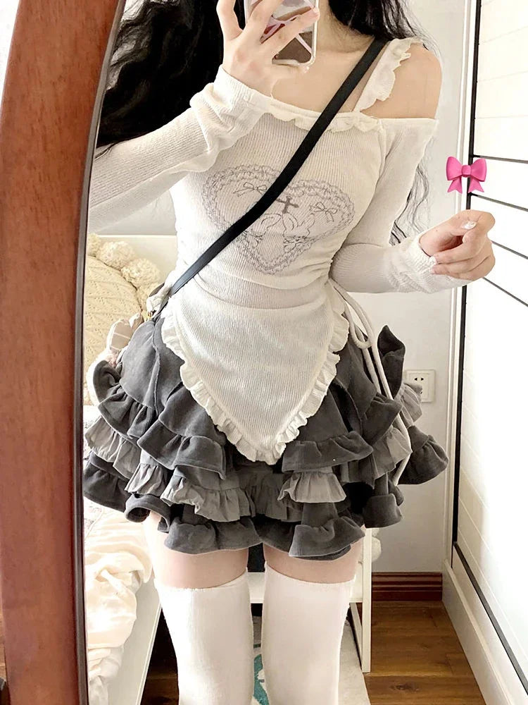 Japanese Style Kawaii Clothing 2 Piece Skirts Set