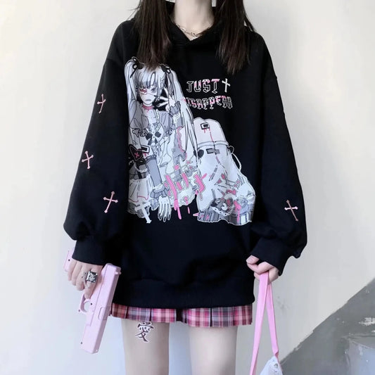 Harajuku / Kawaii Oversized Female Graphic Anime Hoodie