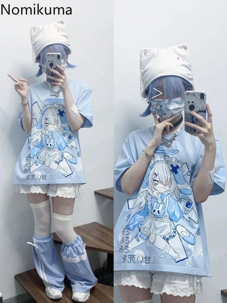 Summer Woman Tshirts Anime Print Short Sleeve