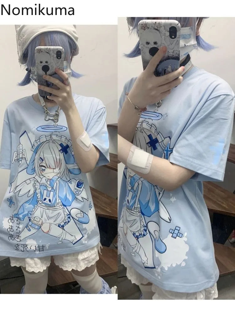 Summer Woman Tshirts Anime Print Short Sleeve