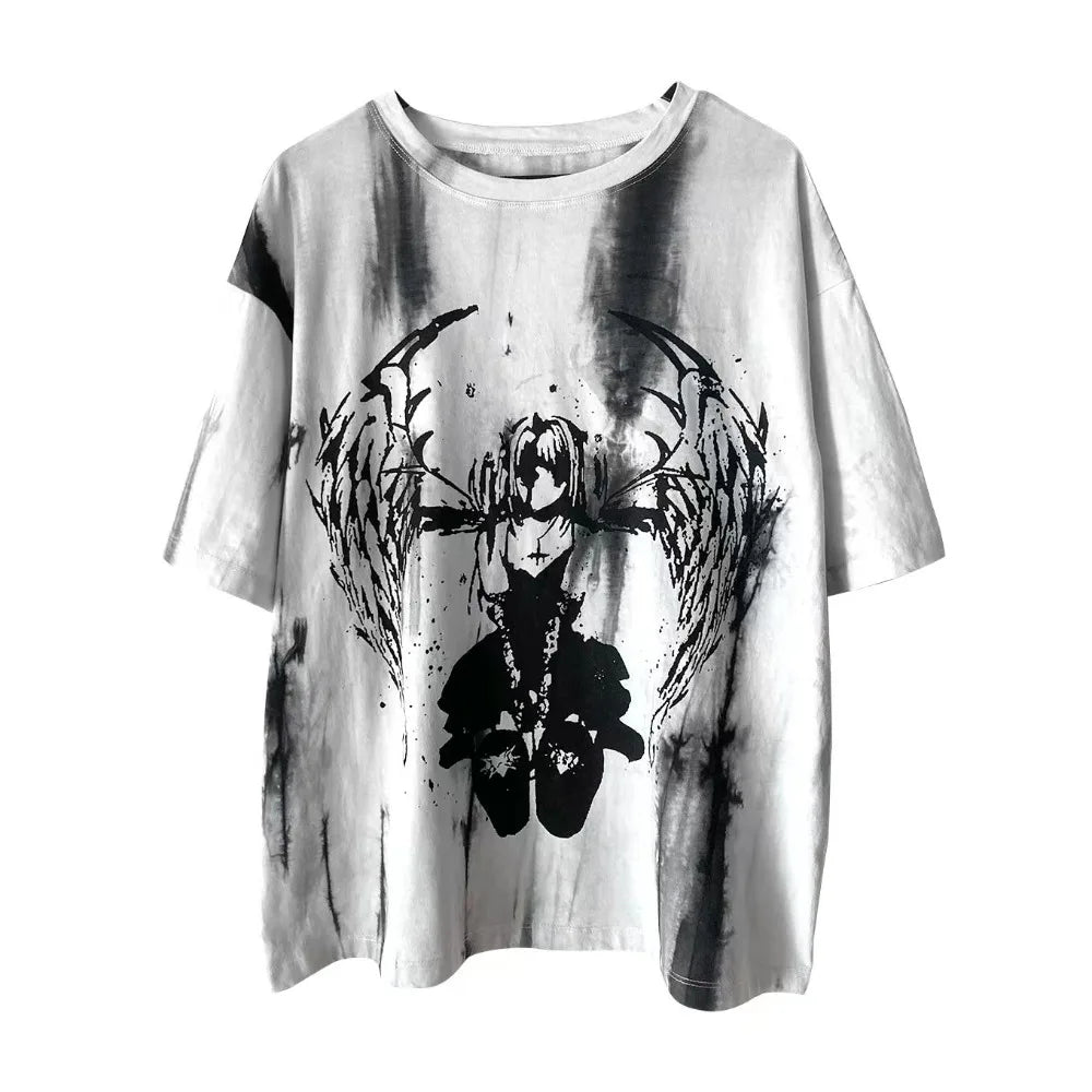 Women Grunge Vintage Streetwear T Shirts  Japanese Gothic Fashion