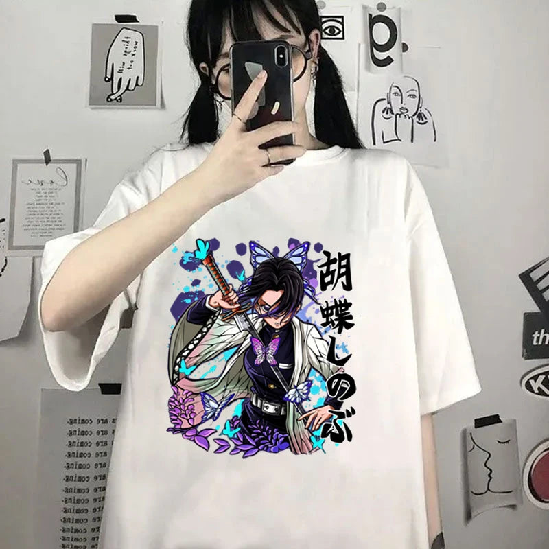 Kochou Shinobu Print T-shirt Summer Anime Pattern